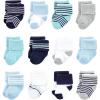 imageLuvable Friends Baby Newborn and Baby Terry SocksMint Navy Stripes 12pack