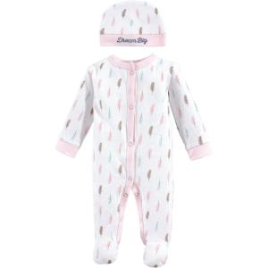 imageLuvable Friends Baby Girls Cotton Preemie Sleep and Play and CapFeathers