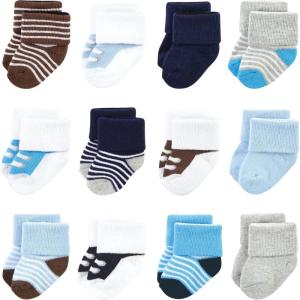 imageLuvable Friends Baby Newborn and Baby Terry SocksBlue Navy Sneakers