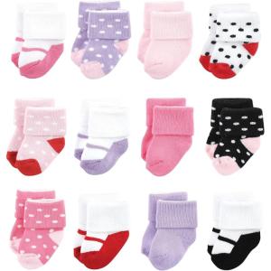 imageLuvable Friends Baby Newborn and Baby Terry SocksCoral Lilac Mary Janes