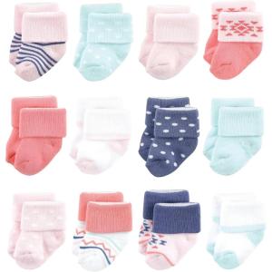 imageLuvable Friends Baby Newborn and Baby Terry SocksCoral Mint Aztec
