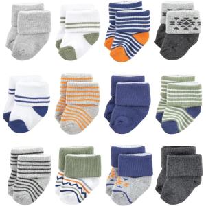 imageLuvable Friends Baby Newborn and Baby Terry SocksOrange Blue Aztec