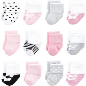 imageLuvable Friends Baby Newborn and Baby Terry SocksPink Black Ballet 12pack