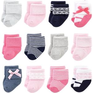 imageLuvable Friends Baby Newborn and Baby Terry SocksPink Scroll 12pack