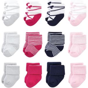 imageLuvable Friends Baby Newborn and Baby Terry SocksStripe Ballet 12pack