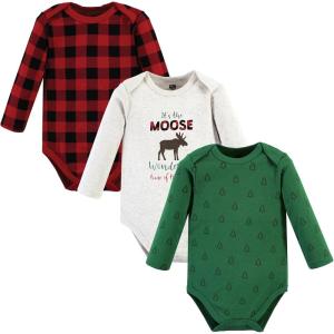 imageLuvable Friends Hudson Baby Bodysuits 3pkFestive Moose Green