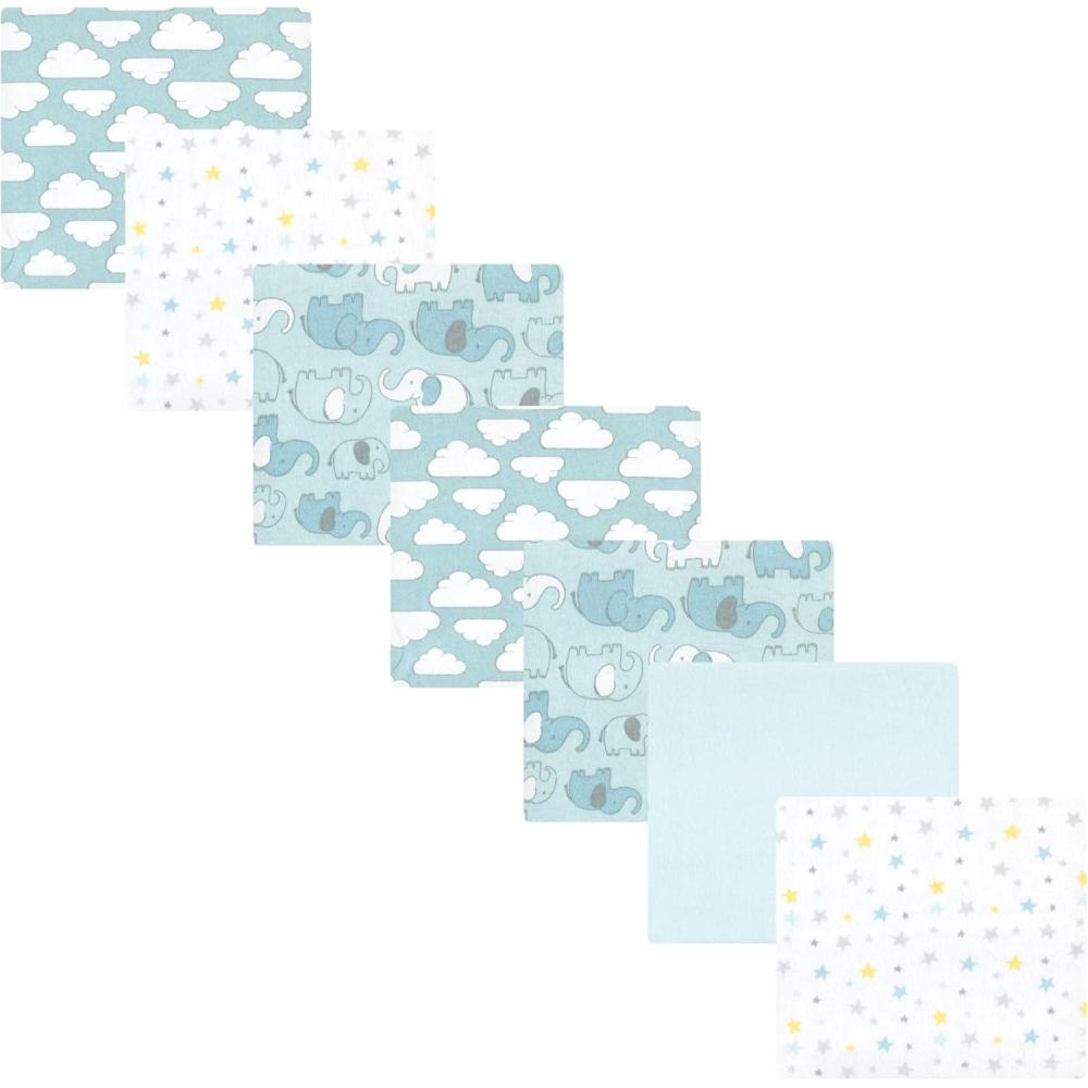 imageLuvable Friends Hudson Baby Flannel Receiving Blankets 7pkBlue Elephant Journey