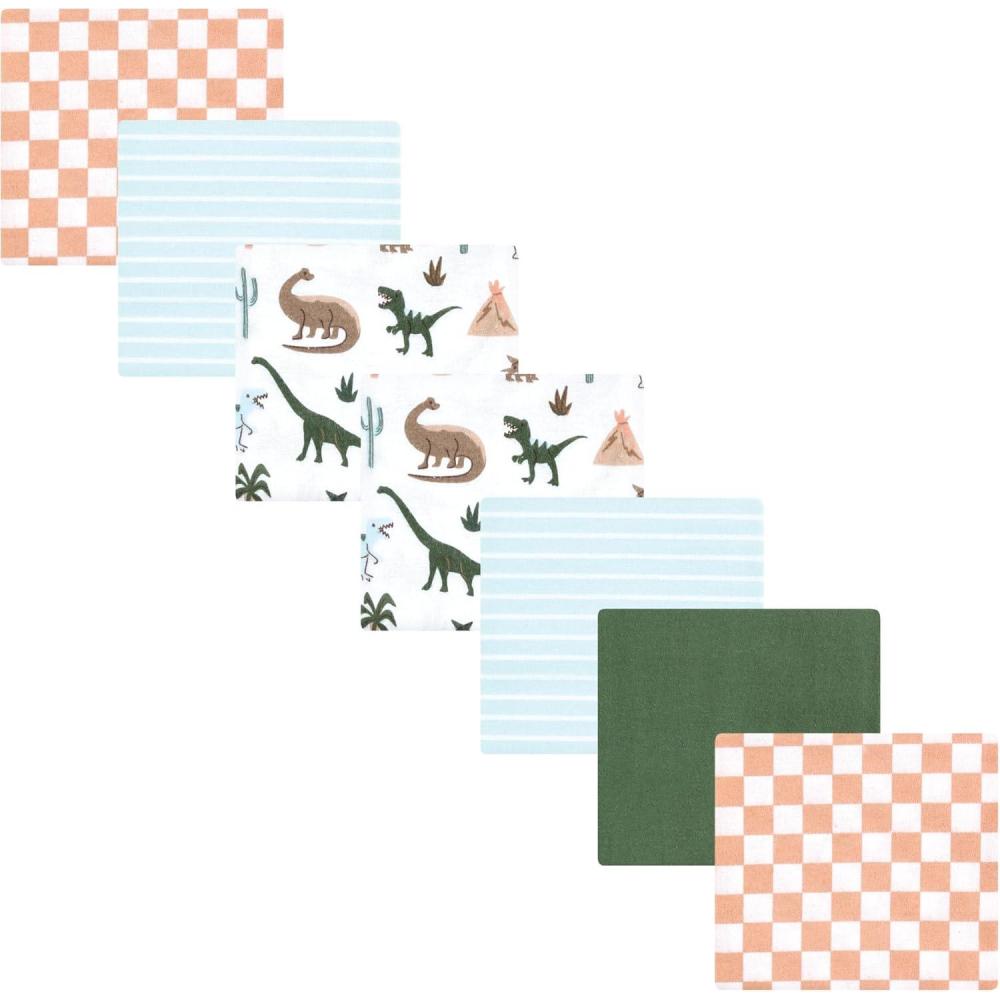 imageLuvable Friends Hudson Baby Flannel Receiving Blankets 7pkDinosaur Green