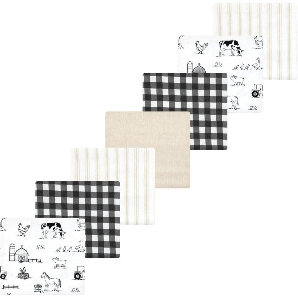 imageLuvable Friends Hudson Baby Flannel Receiving Blankets 7pkNeutral Farm Animals