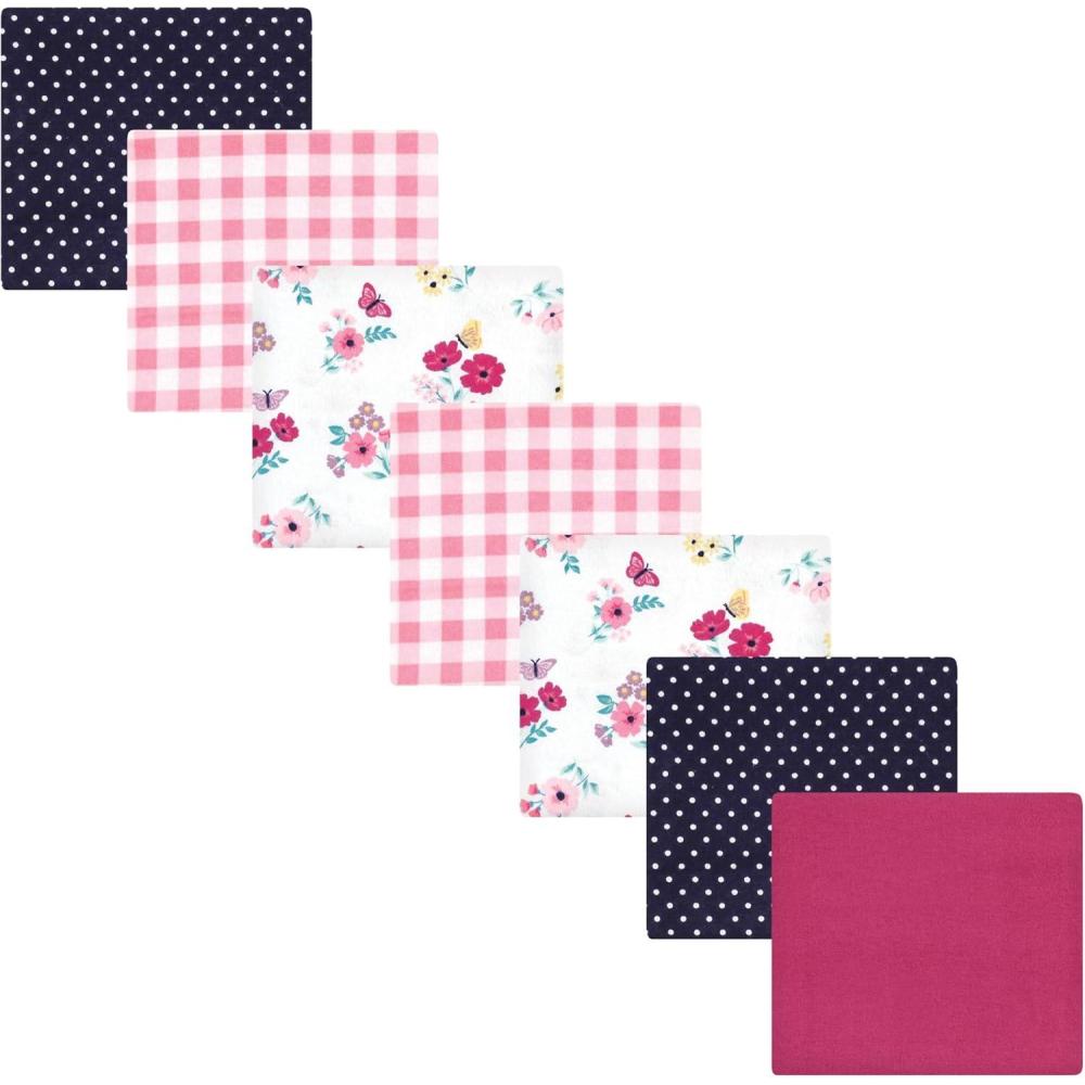 imageLuvable Friends Hudson Baby Flannel Receiving Blankets 7pkPink Butterfly Meadow