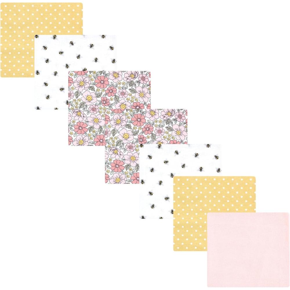 imageLuvable Friends Hudson Baby Flannel Receiving Blankets 7pkPink Yellow Floral