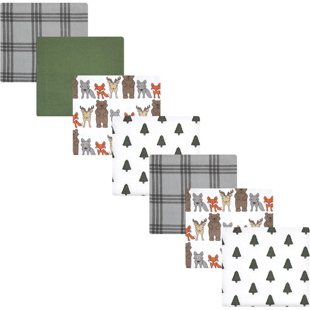 imageLuvable Friends Hudson Baby Flannel Receiving Blankets 7pkWoodland Bloom