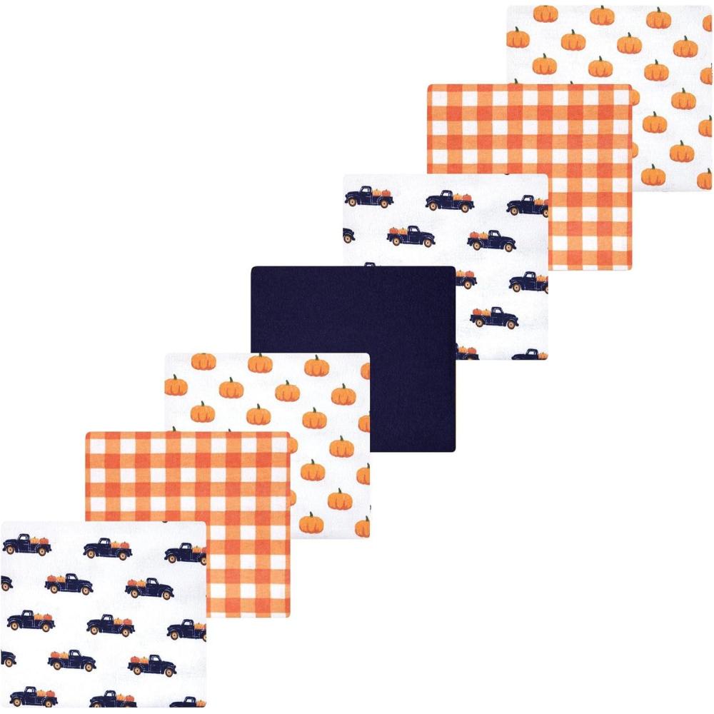 imageLuvable Friends Little Treasure Flannel Receiving Blankets 7pkAutumn Pumpkin Truck