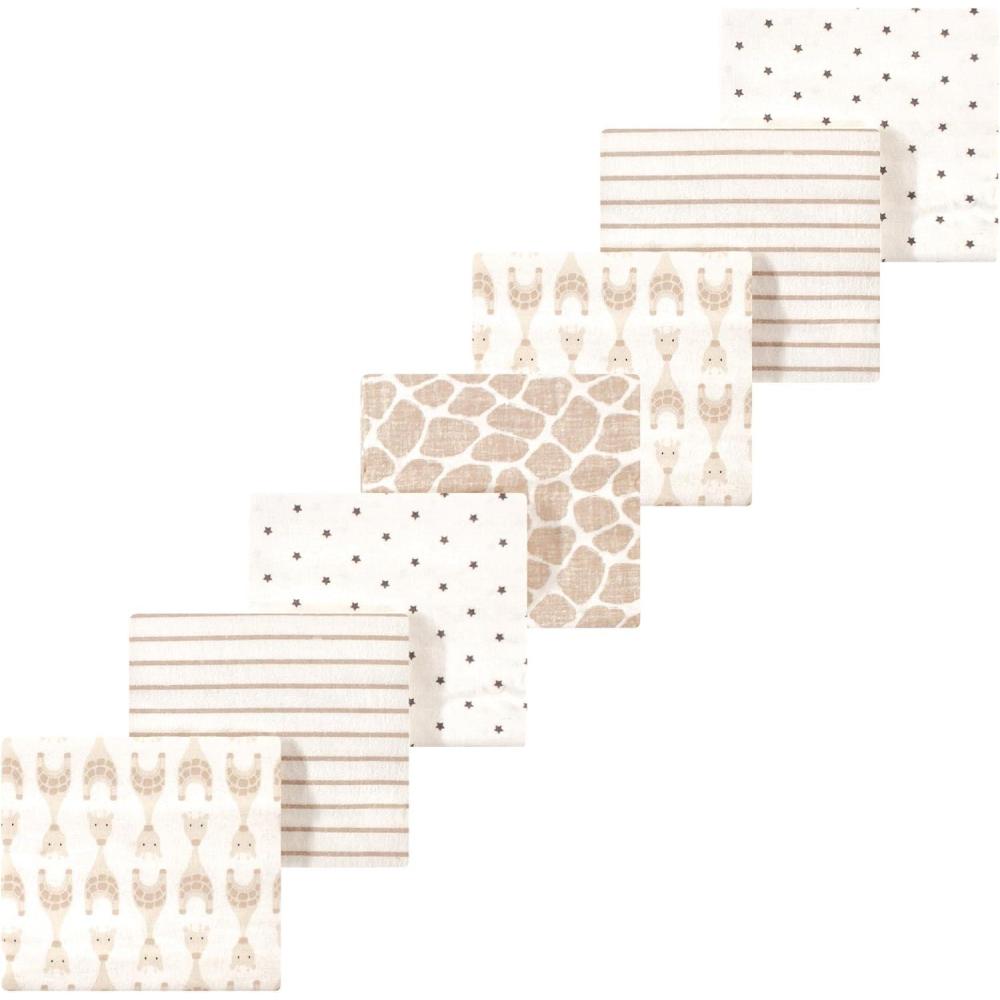 imageLuvable Friends Little Treasure Flannel Receiving Blankets 7pkBeige Giraffe