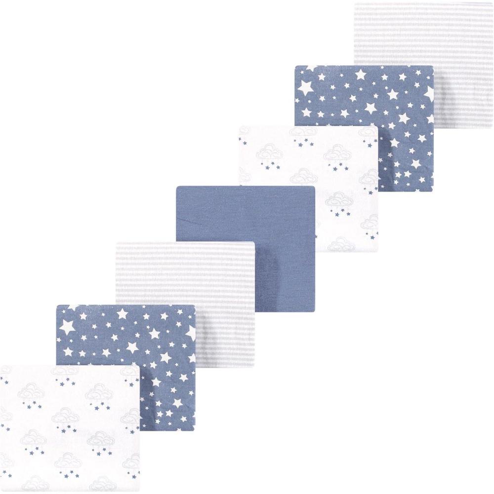 imageLuvable Friends Little Treasure Flannel Receiving Blankets 7pkDreamy Cloud Blue