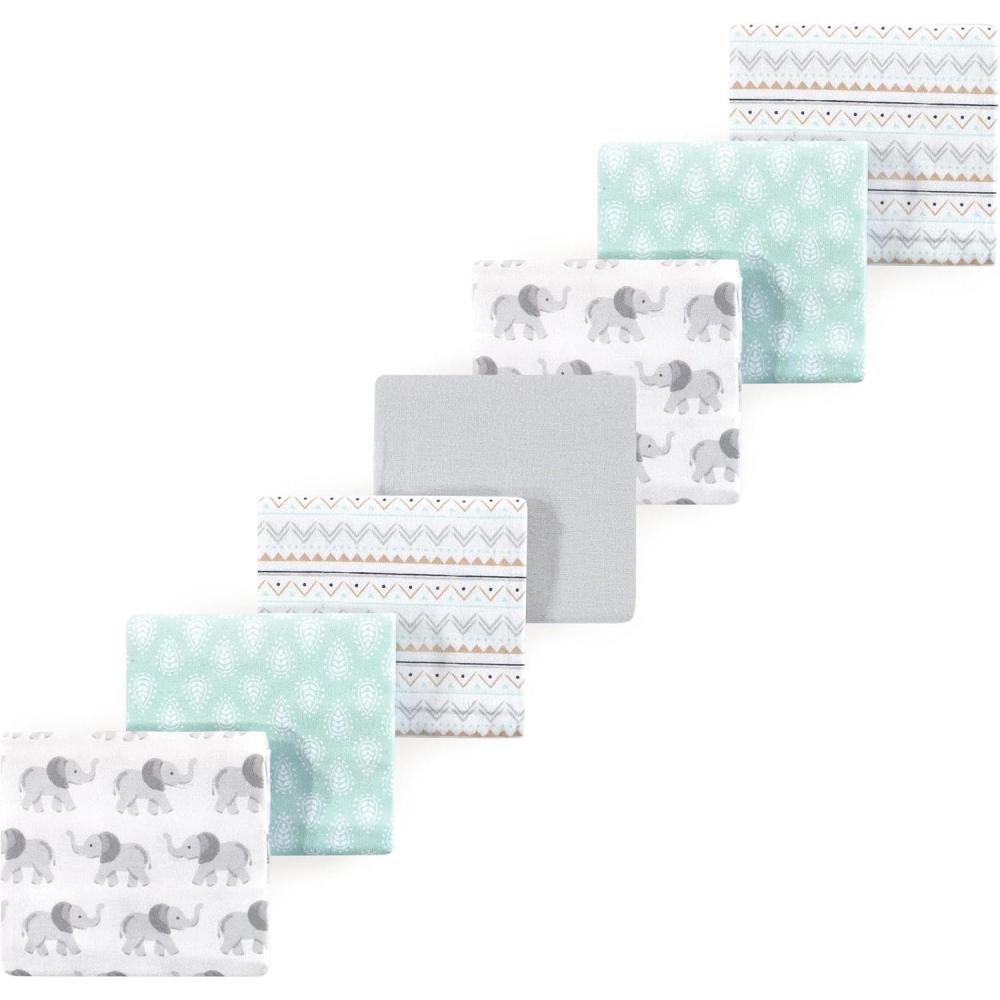 imageLuvable Friends Little Treasure Flannel Receiving Blankets 7pkElephant Gray