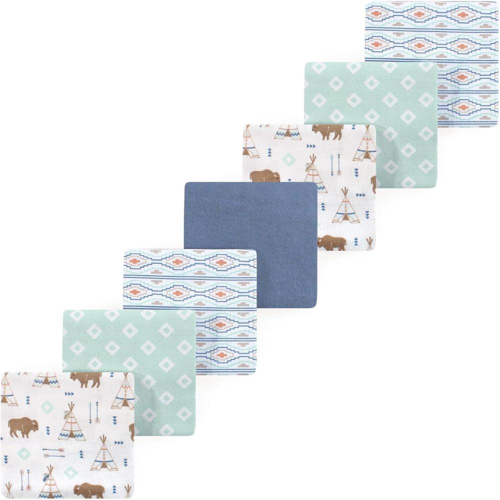 imageLuvable Friends Little Treasure Flannel Receiving Blankets 7pkForest Woodland Blue