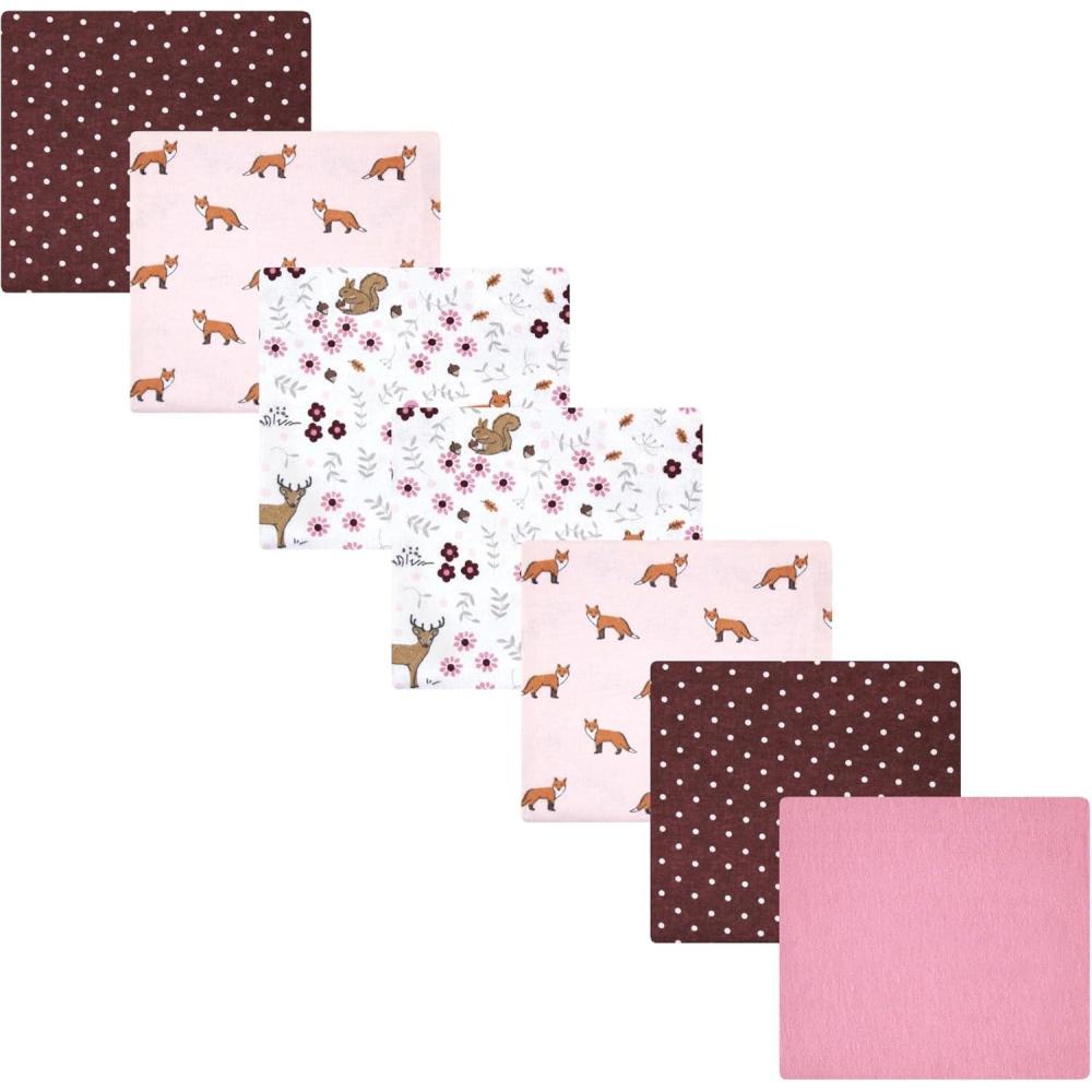 imageLuvable Friends Little Treasure Flannel Receiving Blankets 7pkForest Woodland Floral