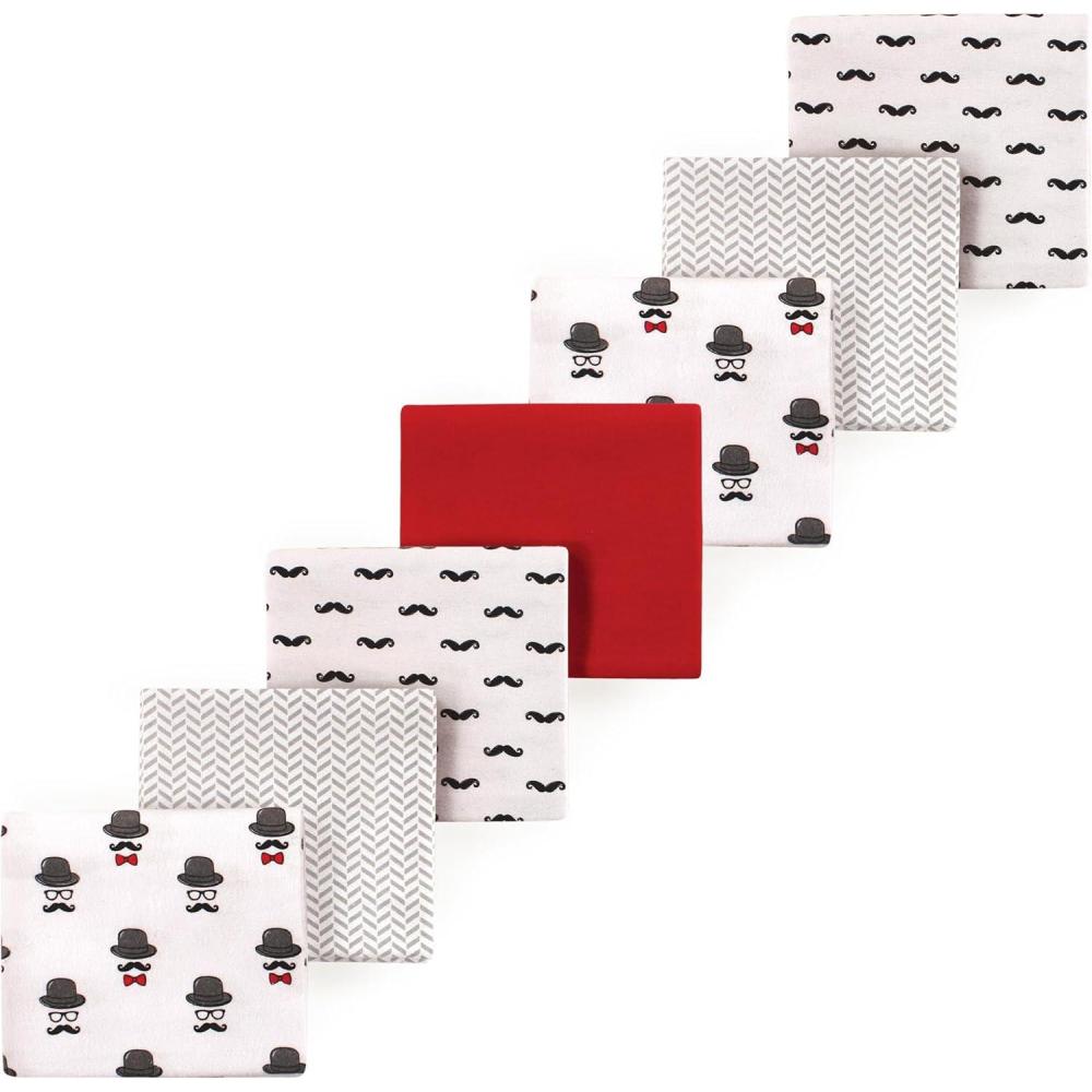 imageLuvable Friends Little Treasure Flannel Receiving Blankets 7pkMustache Print