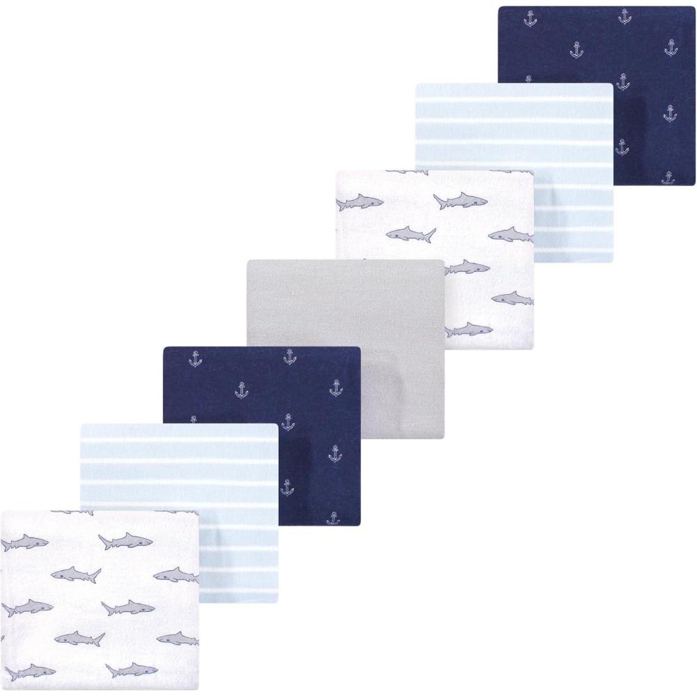 imageLuvable Friends Little Treasure Flannel Receiving Blankets 7pkOcean Sharks