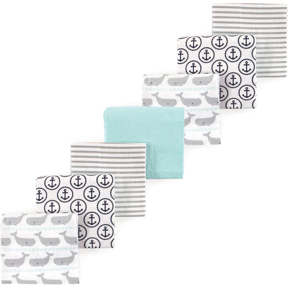 imageLuvable Friends Little Treasure Flannel Receiving Blankets 7pkOcean Whale