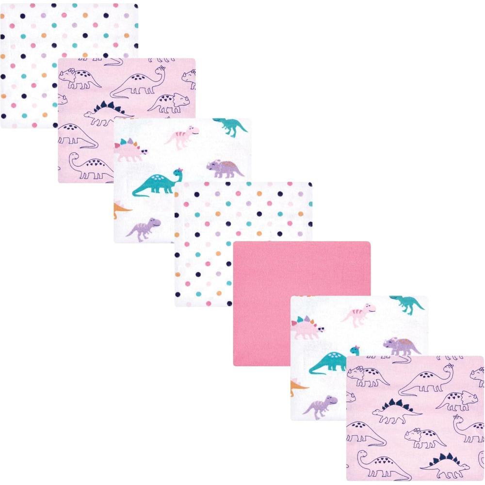 imageLuvable Friends Little Treasure Flannel Receiving Blankets 7pkPink Dinosaur