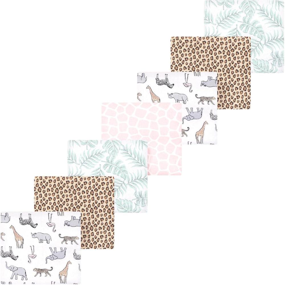 imageLuvable Friends Little Treasure Flannel Receiving Blankets 7pkPink Safari Fun