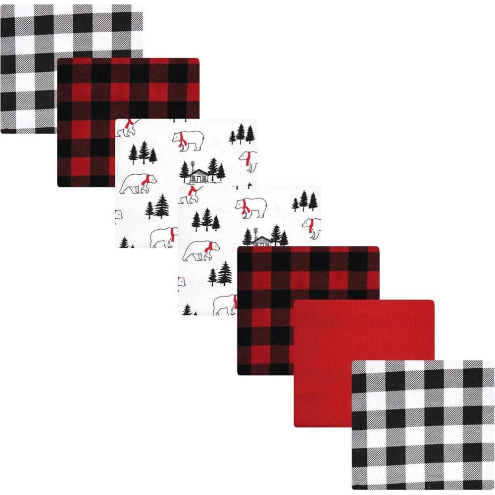 imageLuvable Friends Little Treasure Flannel Receiving Blankets 7pkPlaid Bear