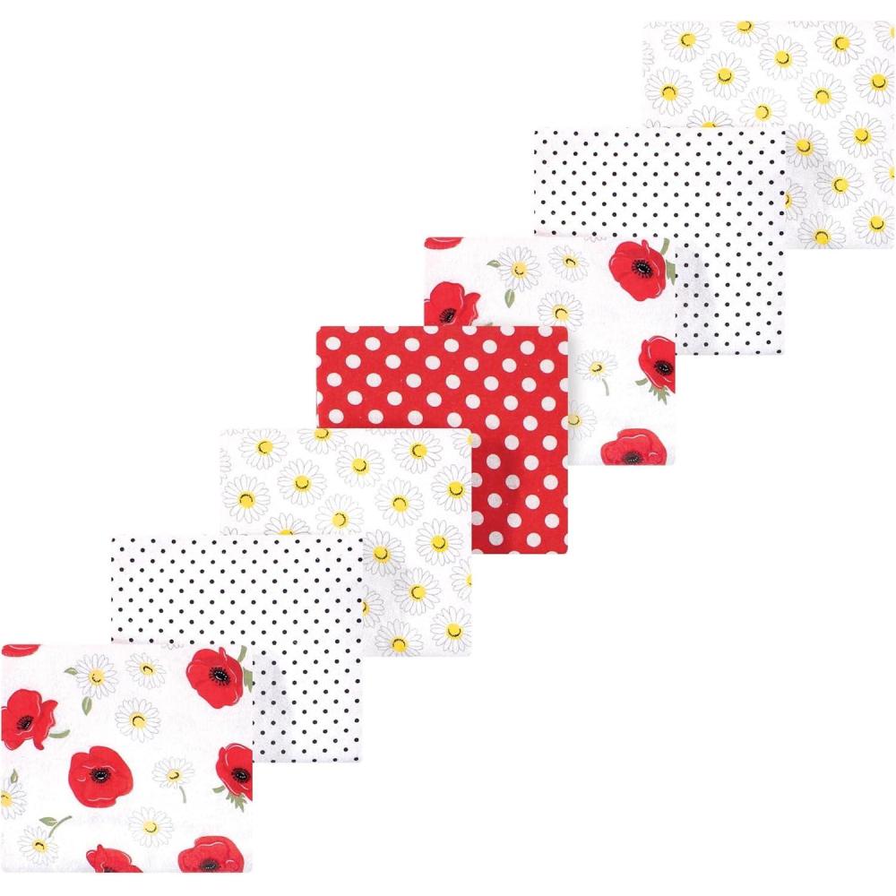 imageLuvable Friends Little Treasure Flannel Receiving Blankets 7pkPoppy Daisy Floral