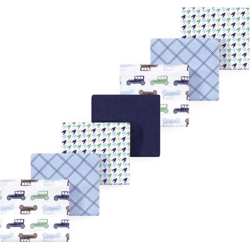 imageLuvable Friends Little Treasure Flannel Receiving Blankets 7pkSky Blue Vehicles