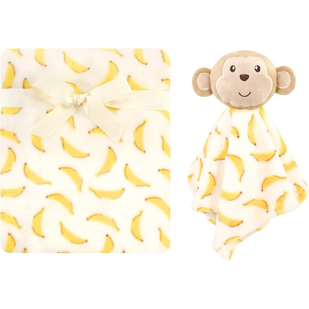 imageLuvable Friends Unisex Baby Plush Blanket and Security Blanket Rainbow Unicorn One SizeBanana Monkey
