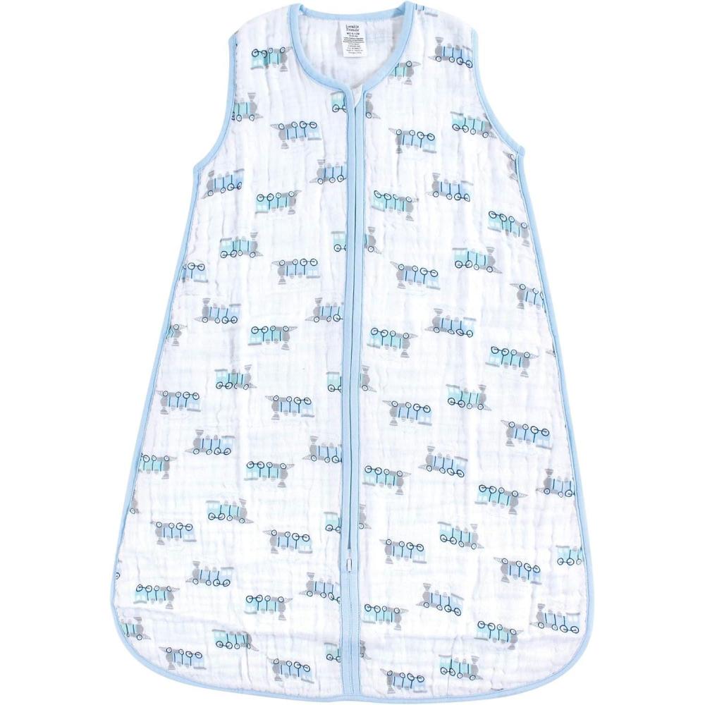 imageLuvable Friends Unisex Baby Sleeveless Muslin Cotton Sleeping Bag Sack BlanketTrain Muslin