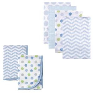 imageCotton Receiving Blanket 2Pack ampamp Flannel Receiving Blanket 4PackBlue DotsChevron