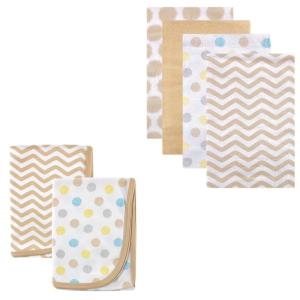 imageCotton Receiving Blanket 2Pack ampamp Flannel Receiving Blanket 4PackTan DotsChevron
