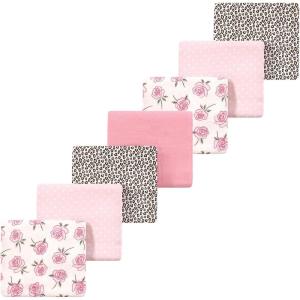 imageLuvable Friends Little Treasure Flannel Receiving Blankets 7pkBlushing Rose Leopard