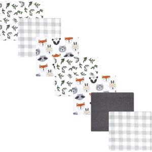 imageLuvable Friends Little Treasure Flannel Receiving Blankets 7pkForest Woodland Gray