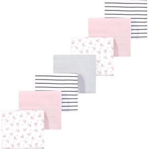 imageLuvable Friends Little Treasure Flannel Receiving Blankets 7pkPink Blossom Gray