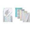 imageLuvable Friends Hooded Towel with Five Washcloths Ikat Elephant and Cotton Flannel Receiving Blankets Basic ElephantIkat Elephant