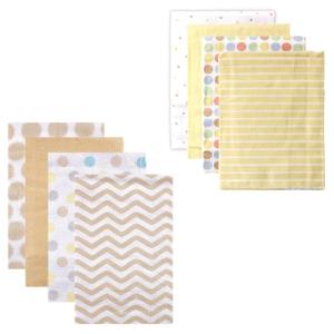 imageFlannel Receiving Blanket 8PackYellow DotsTan Chevron