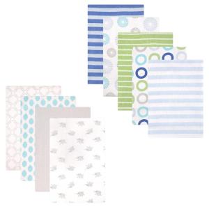 imageFlannel Receiving Blanket 9PackBlue CirclesElephant