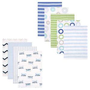 imageFlannel Receiving Blanket 9PackBlue CirclesTrains