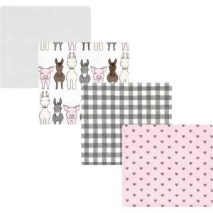 imageLuvable Friends Little Treasure Flannel Receiving Blankets 4pkBarn Pals Pink
