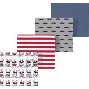 imageLuvable Friends Little Treasure Flannel Receiving Blankets 4pkBlue French Dog