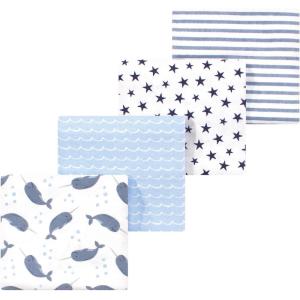 imageLuvable Friends Little Treasure Flannel Receiving Blankets 4pkBlue Narwhal