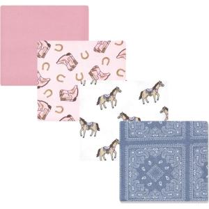 imageLuvable Friends Little Treasure Flannel Receiving Blankets 4pkCowgirl Pink
