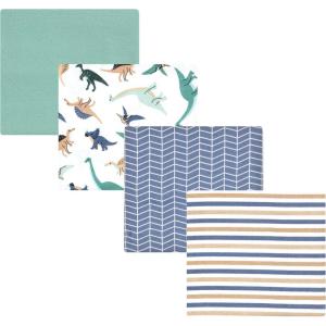 imageLuvable Friends Little Treasure Flannel Receiving Blankets 4pkDinosaur Blue