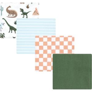 imageLuvable Friends Little Treasure Flannel Receiving Blankets 4pkDinosaur Green