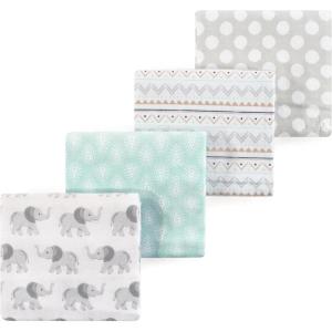 imageLuvable Friends Little Treasure Flannel Receiving Blankets 4pkElephant Gray