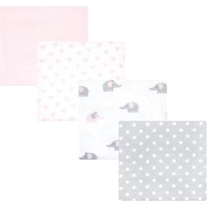 imageLuvable Friends Little Treasure Flannel Receiving Blankets 4pkElephant Serenity Pink