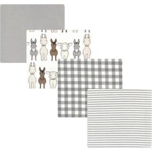 imageLuvable Friends Little Treasure Flannel Receiving Blankets 4pkFarm Friends Pastel